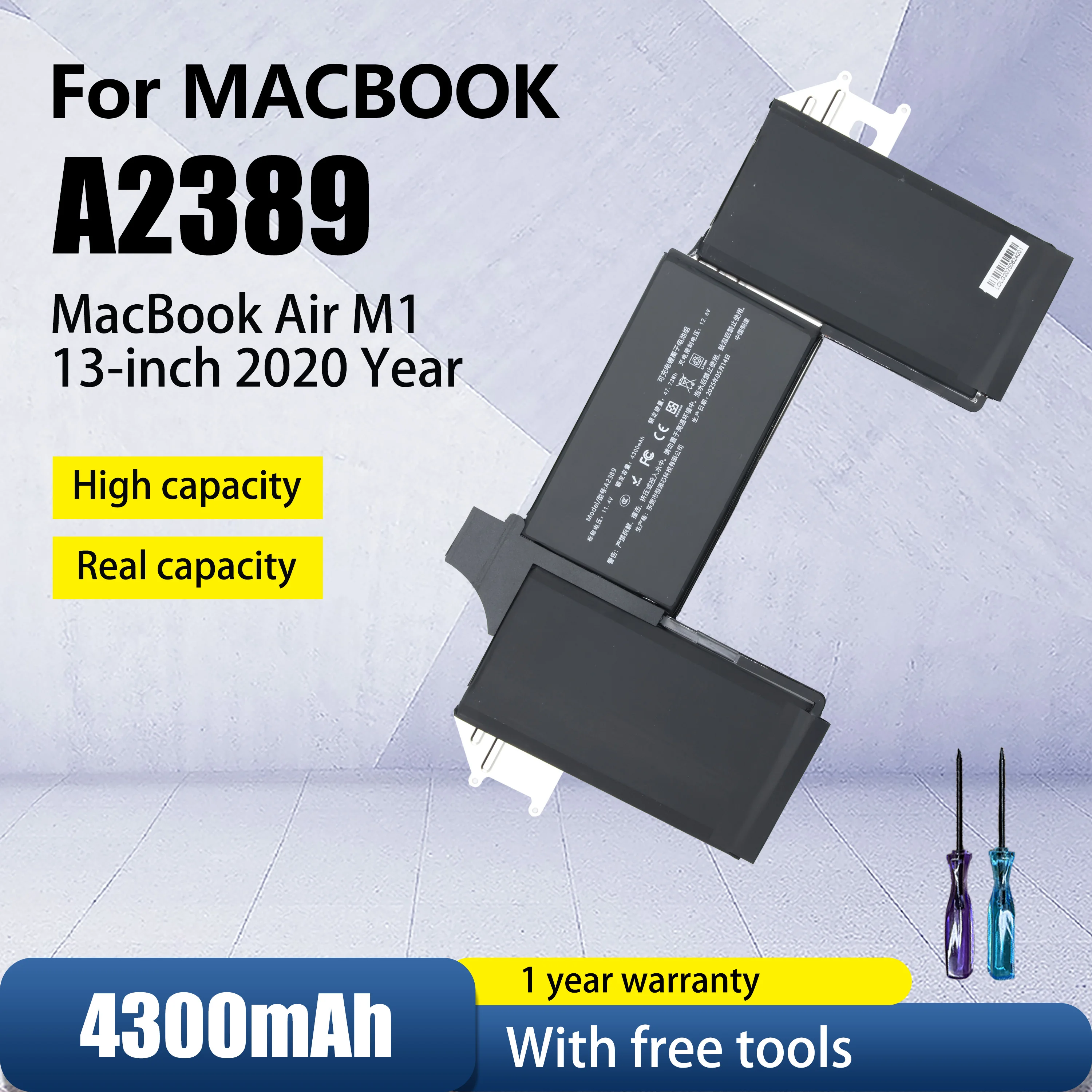 

A2389 Laptop Battery For MacBook Air 13 Inch A2337 M1 2020 EMC 3598 MGN53LL/A MGN83LL/A MGN63LL/A MGN93LL/A MGND3LL/A