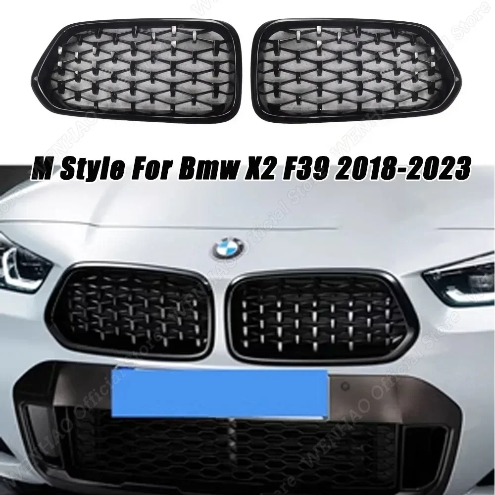 

Front Kidney Grilles Kidney Grill Replacement M Style For BMW X2 F39 18i 18d 20i 20d 25d 25e M35i 2018-2023 Body Kit Gloss Black