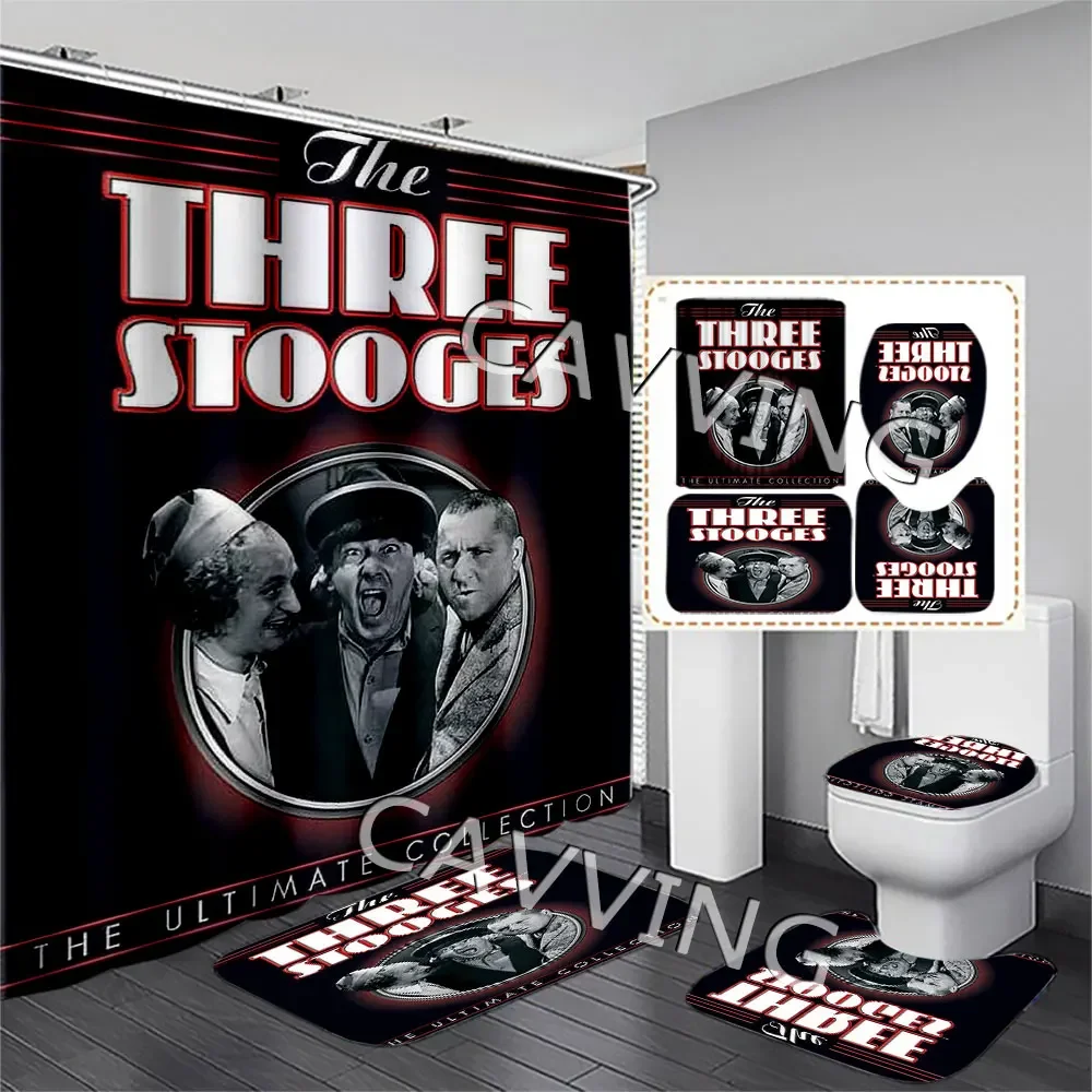 The Three Stooges  3D Print  Shower Curtain Waterproof Bathroom Curtain Anti-slip Bath Mat Set Toilet Rugs Mats Home Decor   C04