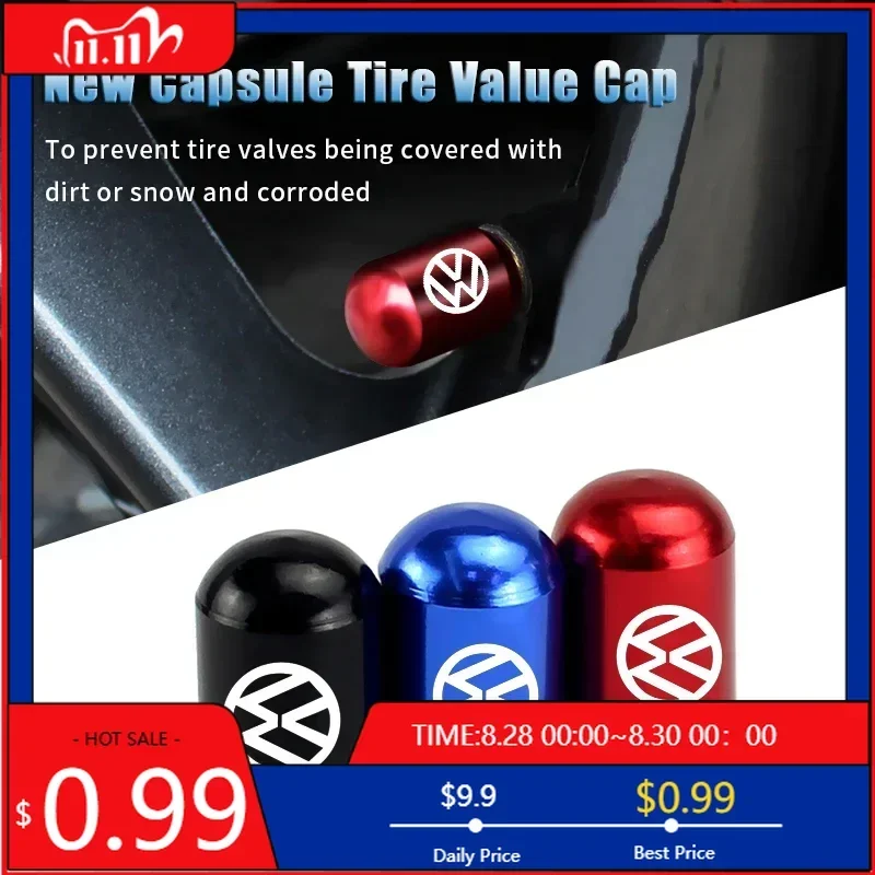 

Hub Caps 4PCS Car Wheel Tire Valve Caps Tyre Rim Stem Covers for Volkswagen Rline Golf GTI Bora Passat Jetta Beetle Scirocco Lav