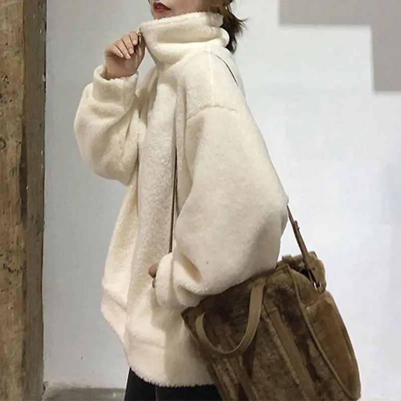 Winter Thicken Warm Loose Lamb Wool Sweatshirts Oversized Women Korean Teddy Fleece Female Jackets Fashion Causal Coats Clothes