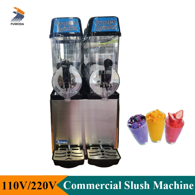 

Electric 110V 220V Slush Machine Double-cylinder 2*12L Ice Slush Blender Fruit Juice Smoothie Frozen Drink Maker Commercial