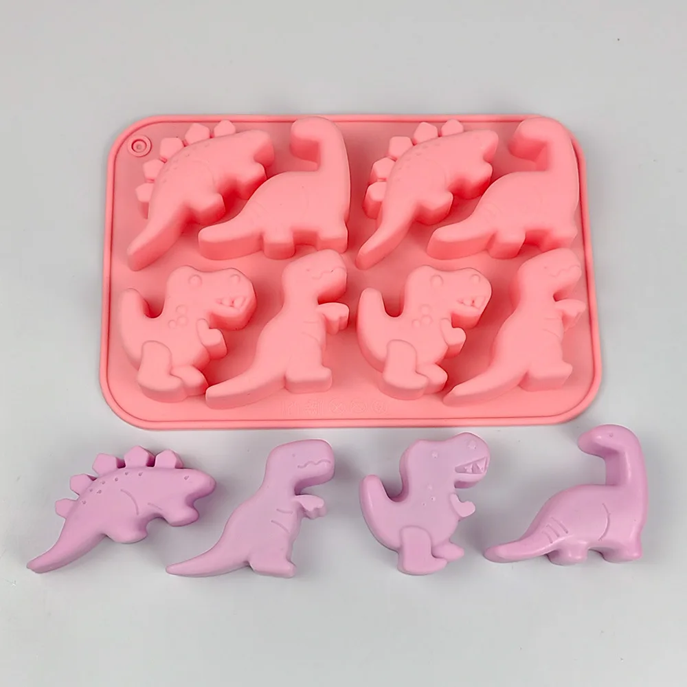 8 Hole Dinosaur Silicone Mold Cake Baking Tools Jurassic Dragon Handmade Chocolate Cookie Jelly Muffin Sandwiches Molds Kitchen