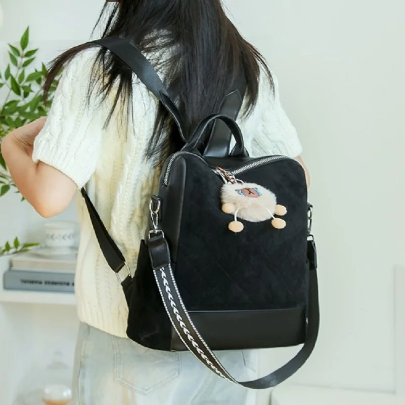 

New Women's Korean Fashion Soft Leather Travel Backpacks Double Zipper Large Capacity Shoulder Bags SchoolBag Crossbody Bag