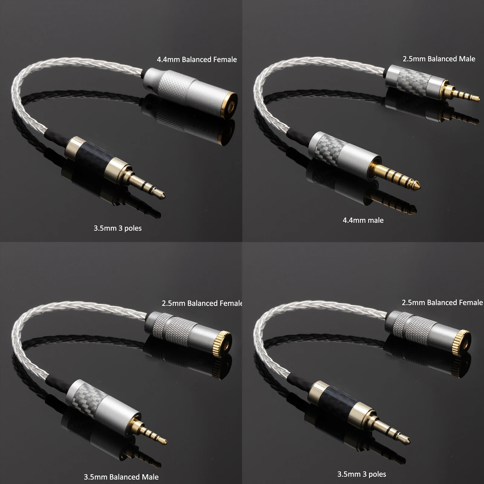 

HiFi 6.5mm 4.4mm 3.5mm 2.5mm Adapter cables for guitar Headphone amp to cabinet Audio Adapter Cable 7N OCC Silver Plated Cable