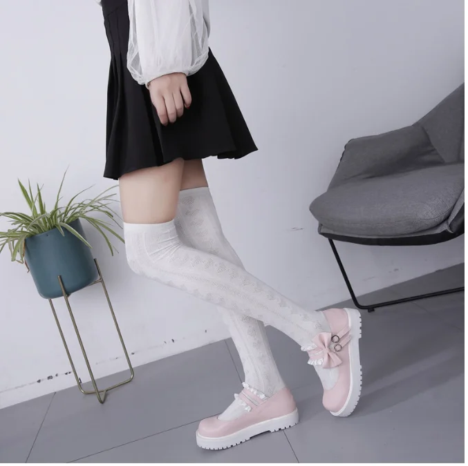 Sapatos de lolita femininos kawaii, sapatos de salto baixo, de cabeça redonda, laço, confortável, sapatos kawaii, festa de chá, doce lolita loli