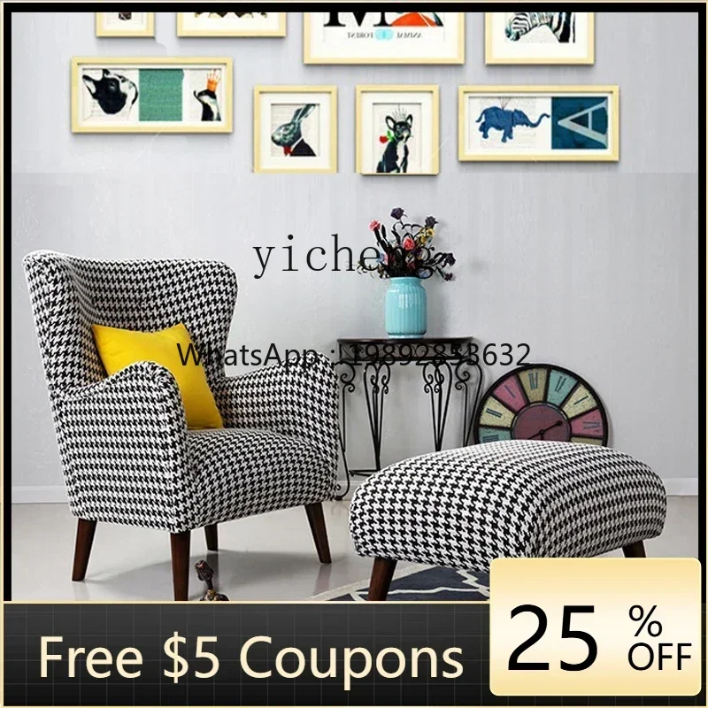 

YZ American Cotton and Linen Houndstooth Couch Living Room Balcony Fabric Leisure Supporting Pedal