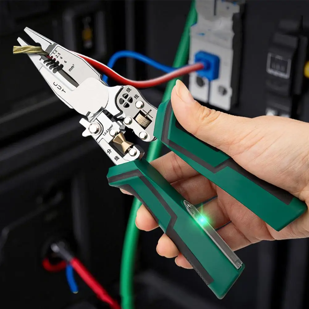 Elektriker-Zange, 9-in-1, multifunktional, vielseitig, Abisolierzange, Strommessung, rutschfeste Abisolierzange – Detail 14