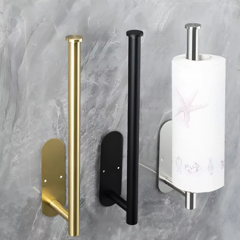 Portarrollos de Papel Higiénico de Acero Inoxidable para Baño, Soporte Adhesivo para Rollo de Toallas de Cocina, Estante de Almacenamiento para Inodoro, Sin Perforaciones en la Pared