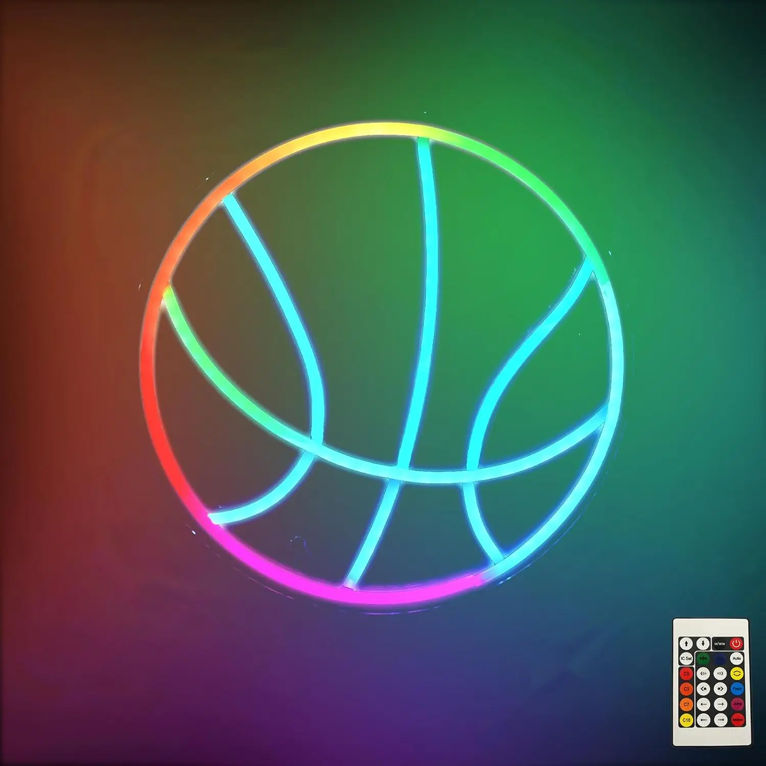 

12.6x12.6in RGB Dynamic Basketball Neon Sign Wall Decor LED Light Home Party Gift Office Bedroom Kid Gift Boy Man Cave Lover