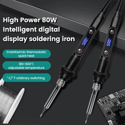 80W Electric Soldering Iron Adjustable Temperature LED Digital Display Thermostatic Iron Suitable for Jewelry Electrical Repair