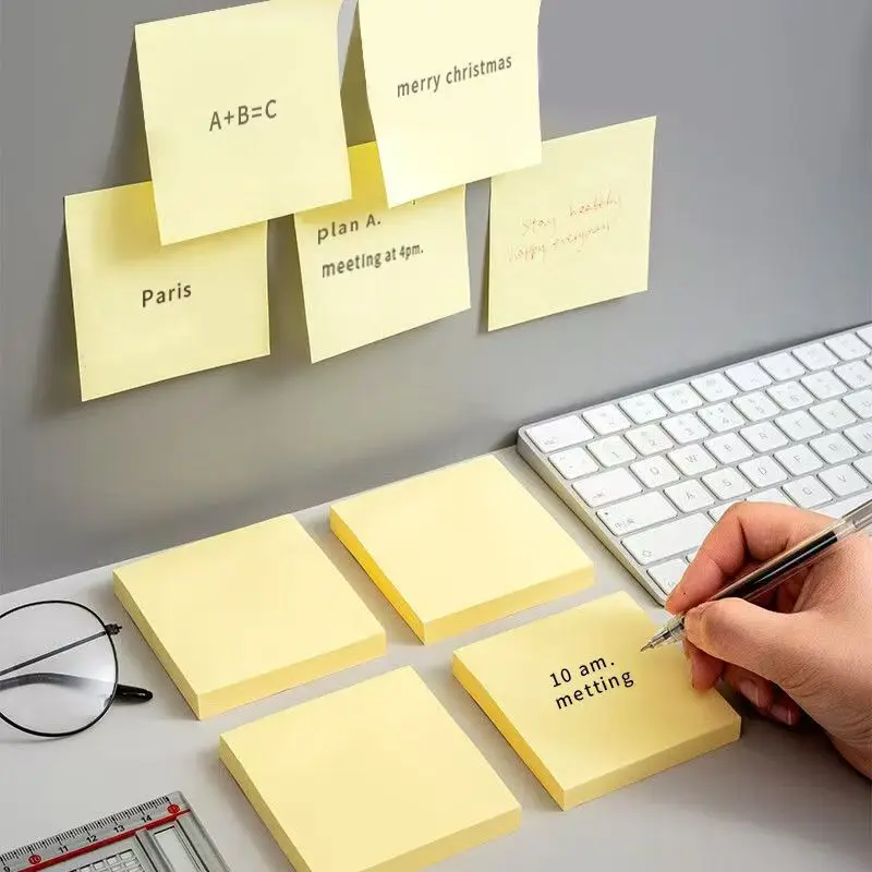 4 Pack Sticky Notes 3x3 in Yellow Sticky Pads Recyclable Self-Stick Pads Easy to Stick for Home Office Notebook