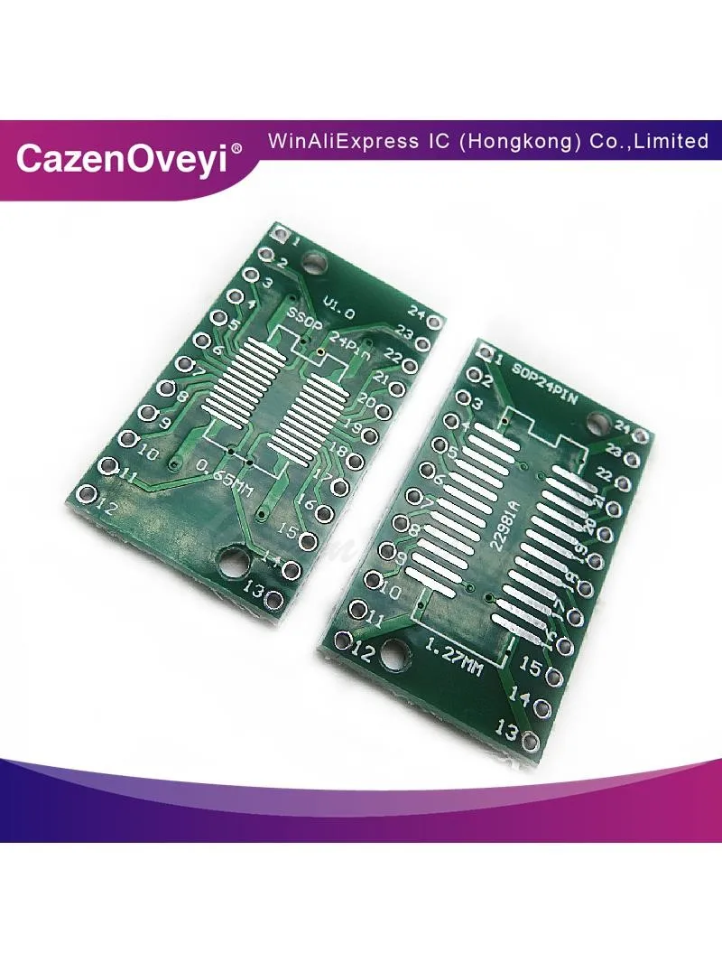 10-częściowa płytka adaptera SOP24 SSOP24 TSSOP24 SMD do in-line DIP 0,65/1,27 mm — zdjęcie 2