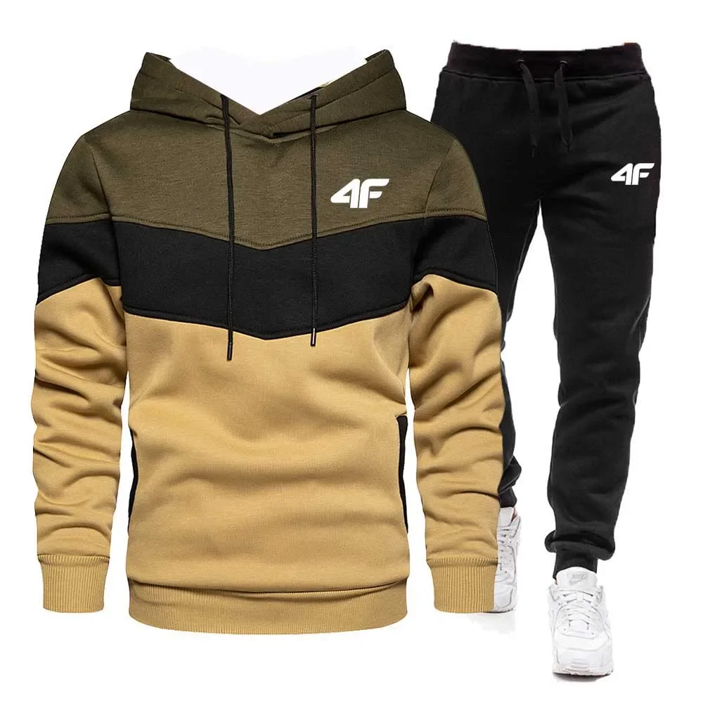 Nuevos estilos para otoño e invierno: chaqueta deportiva con capucha de moda para hombre para actividades deportivas. Cómodo y casual de dos piezas.