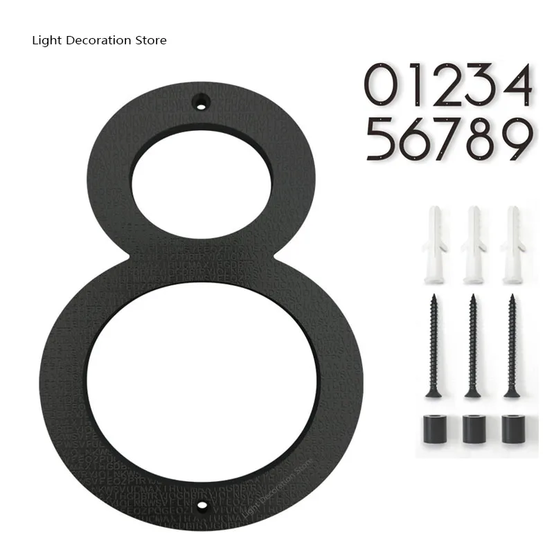 

Плавающий номер дома 20 см/8 дюймов, черные рельефные цифры, адресный знак # 0-9 букв, большие современные дверные тарелки, цифроры для дома и улицы