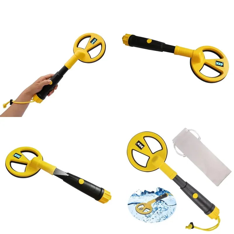 XEAST MD-790 IP68 High Sensitivity Pulse Induction Metal Detector Yellow Black Vibrations LED Alarm Wrist Strap Included