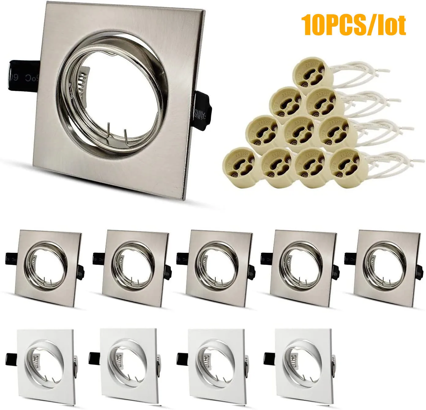 

LED Recessed Ceiling Downlight Cutout 50MM Mounting Frame GU10/MR16 GU5.3 Lamp Square Holder Base Spot Lighting Fitting Fixtures