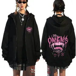 Limited Bad Omens Band Zipper Hoodie Men Women Rock Vintage Oversized Zip Up Jacket Male Fleece Cotton Zip Up Hoodies Streetwear