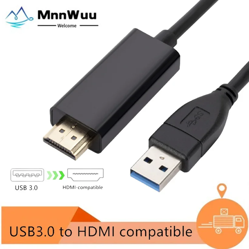 Кабель MnnWuu USB3.0-HDMI, USB 3,0, HDMI конвертер для ноутбука Lenovo ASUS, ПК, адаптер 1,8 м, 1080P, кабель для проектора, видеомонитора