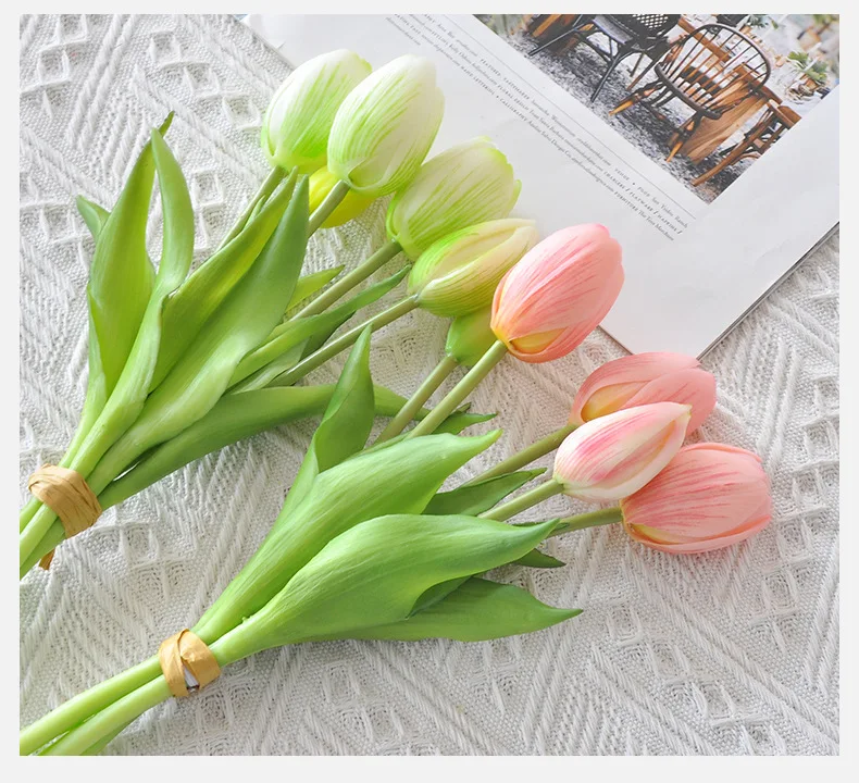 5 Stück/Blumenstrauß Mini neue Silikon-Tulpe 25 cm künstliche Blume Real Touch gefälschter Pflanzenstrauß für Hochzeitsdekoration Home Garen – Detail 16