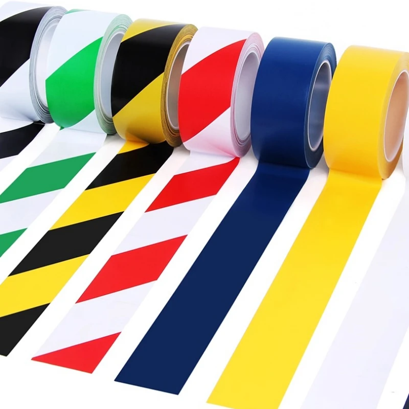 Pita Peringatan PVC 33 Meter, Lantai, Viskositas Tinggi, Tahan Air, Bengkel, Gudang, Penandaan, Merah Putih Kuning Biru Hijau