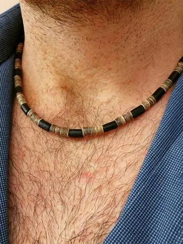 New Unique Natural Coconut Husk Necklace For Men Handmade Short Choker Collar Homme 18 Inches Gift For Him Accesorios Hombre