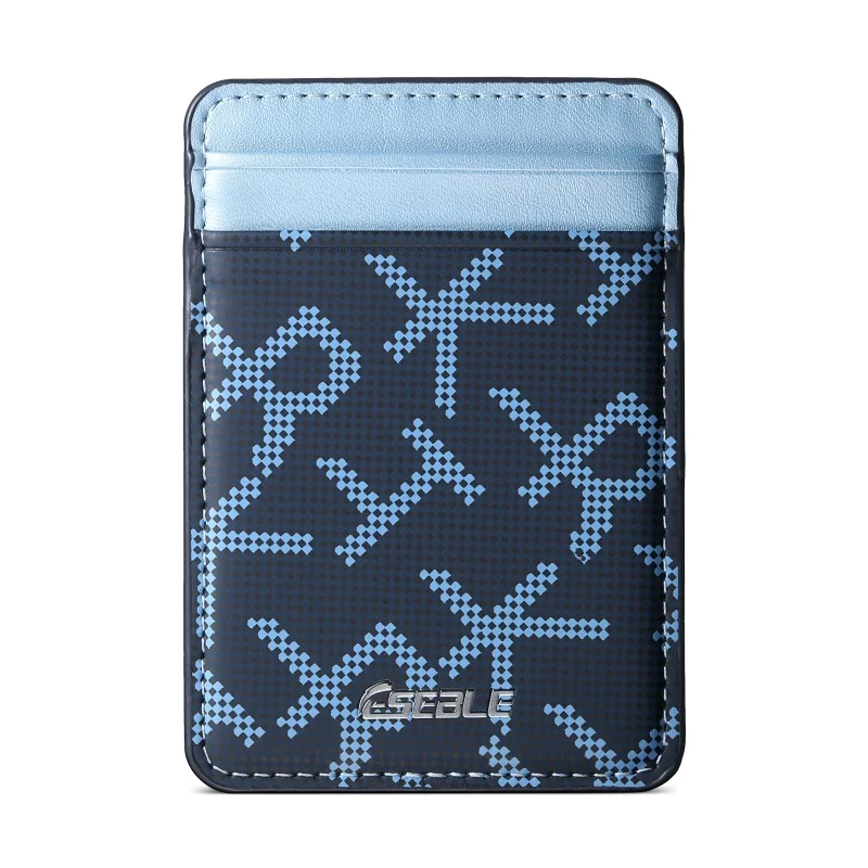 Ultradünnes PU-Leder-Portemonnaie mit zwei Kartenfächern für MagSafe, magnetischer Kartenhalter, geometrisches Buchstabenmuster, für iPhone und Samsung-Serien. – Detail 1