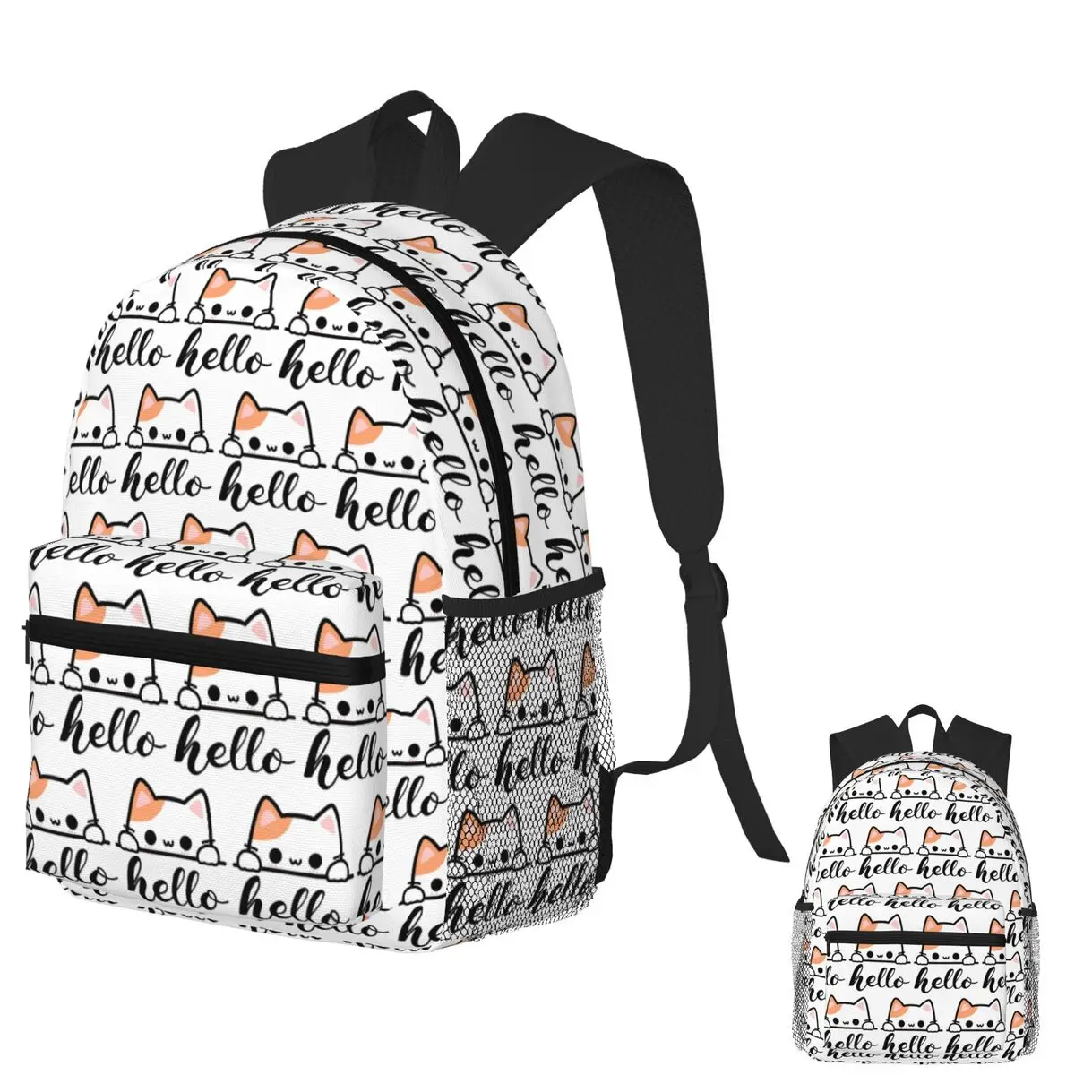 

Kawaii Kitty Peekaboo Chibi Cat Hello The Design By Gao Student Backpack School Bag Hiking Travel Daypack Bookbag Shoulder Bags