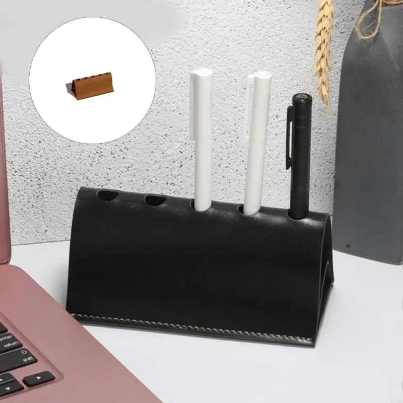 Penyelenggara Pena Meja Kulit Dengan Berbagai Slot Untuk Alat Menulis Perlengkapan Kantor Penyimpanan dan Dekorasi K1KF