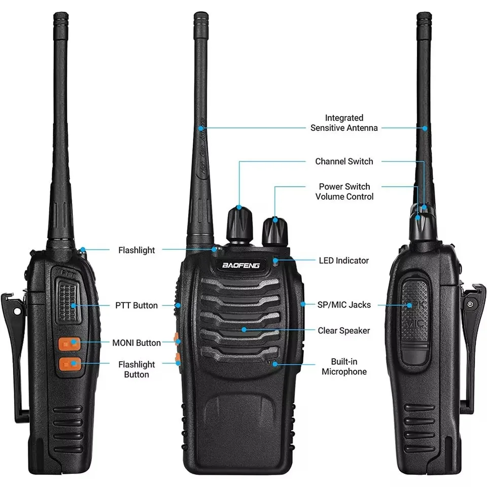 Manufactor Wholesale 6pcs 888S original Baofeng 5W high-power walkie-talkie 10KM long-distance communication ultra-long standby