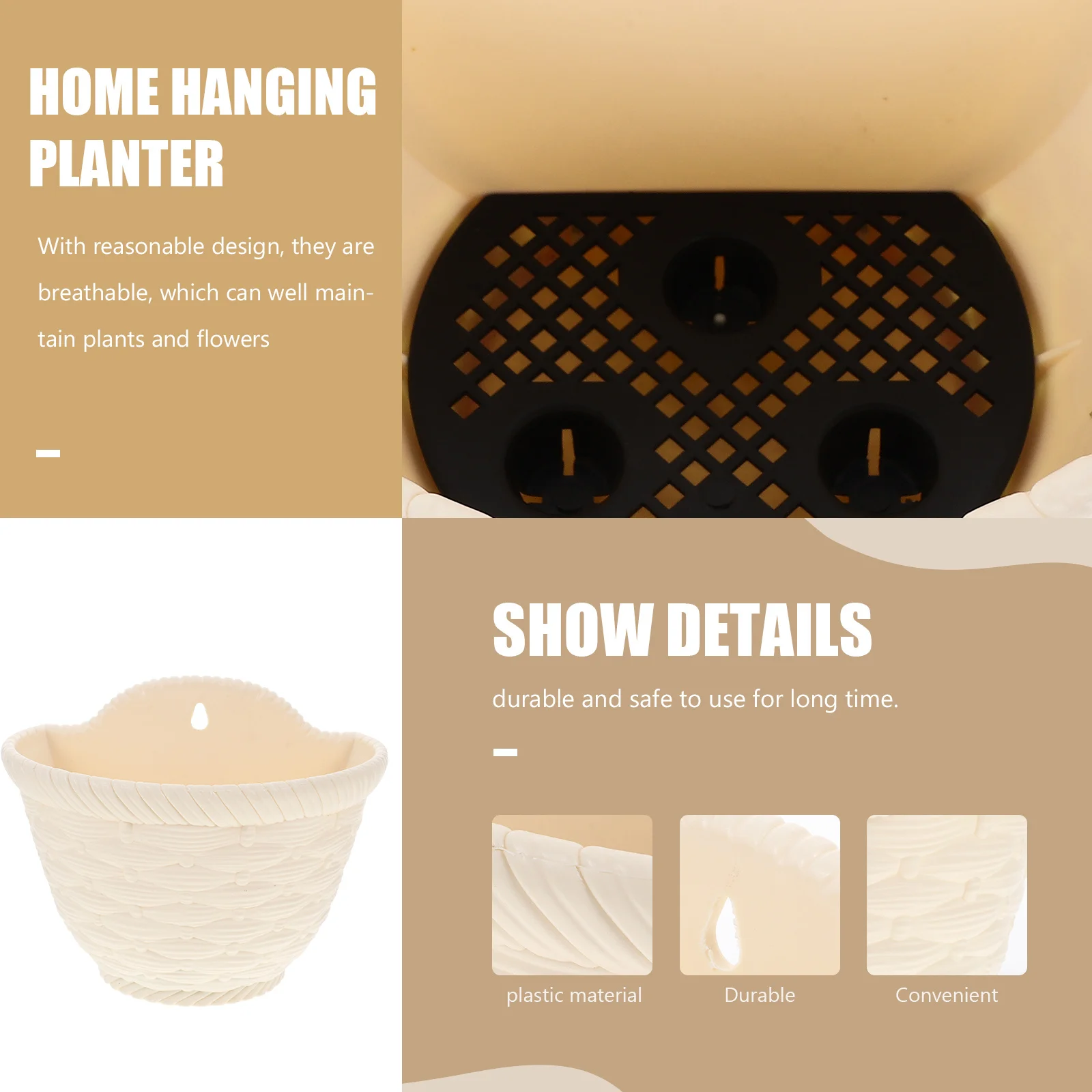 

Imitation Rattan Wall Planter Hanging Flowerpot Holder For Indoor Outdoor Garden Decor Resin Plant Basket Wall Hanging