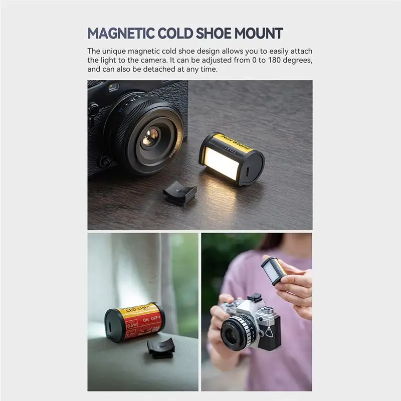 Fill Light Video Light Magnetic Mount 3000/4500/6000K Reteo Film Style Mini LED Light 250Lm 300Mah Cold Shoe