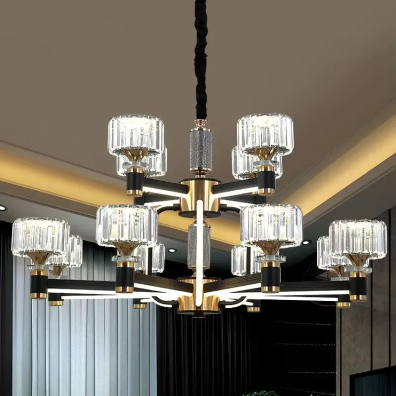 Nordic Modern Light Luxury Crystal Chandelier Hotel Villa Apartment Living Room Dining Room Duplex Structure Chandelier