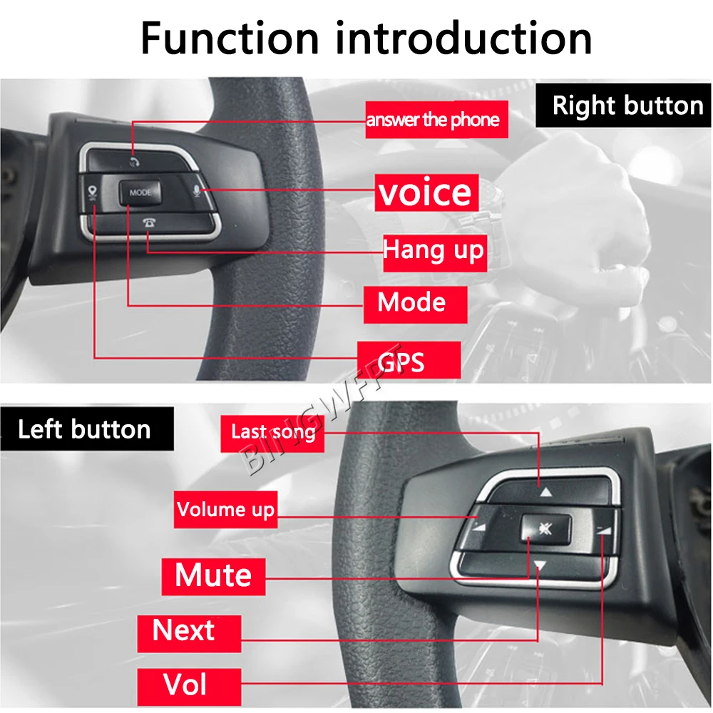 Botón de interruptor de Audio para VW MK6 Golf Jetta Polo, botón de Control de volante multifunción modificado, botón de volumen