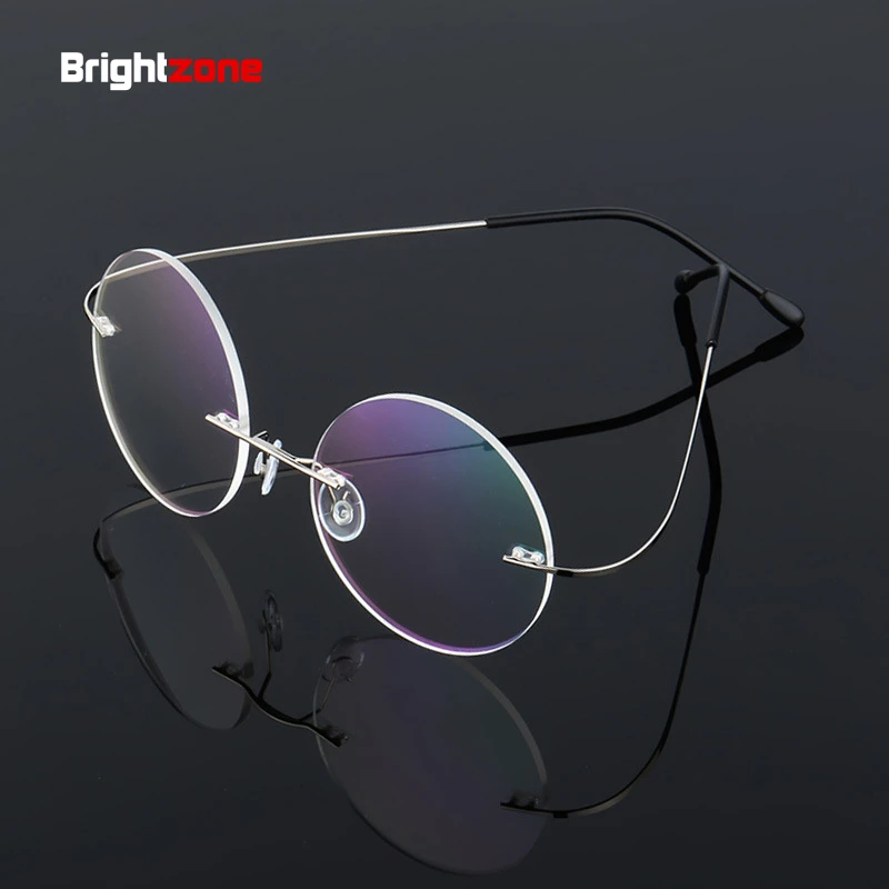 

Retro Total Round 46mm Rimless Titanium Alloy Unisex Myopia Eye Glasses Frame Eyeglasses Frames Advise To Buy 1.61 PC 1.67 Lens