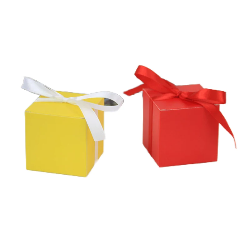 20/30/50Pcs European Square Solid Candy Box Chocolate Favor Gift Box Packaging Bag With Ribbon Wedding Birthday Party Decoration