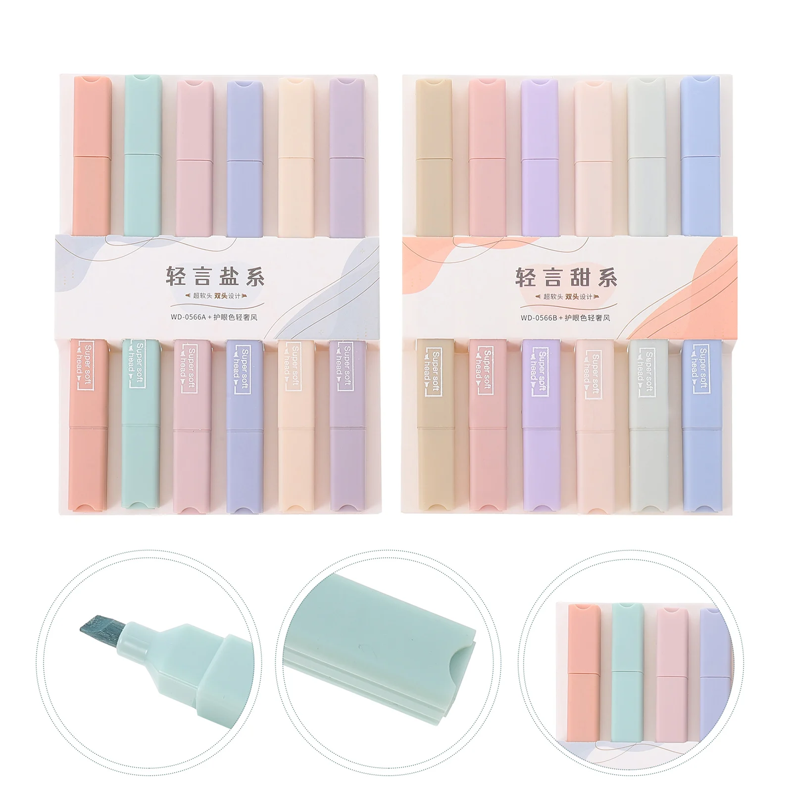 

12 Pcs Double Ended Highlighter DIY Highlighters Sided Soft Head Popular Marker Plastic School Supplies
