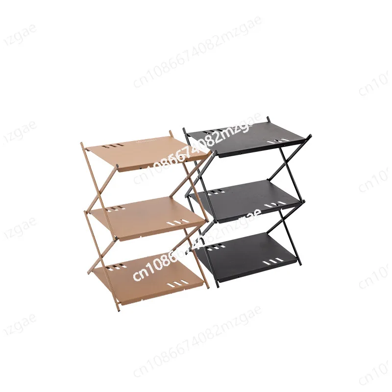 

Aluminum Alloy Multifunctional Shelf Portable Folding Storage Shelf Triple Shelf