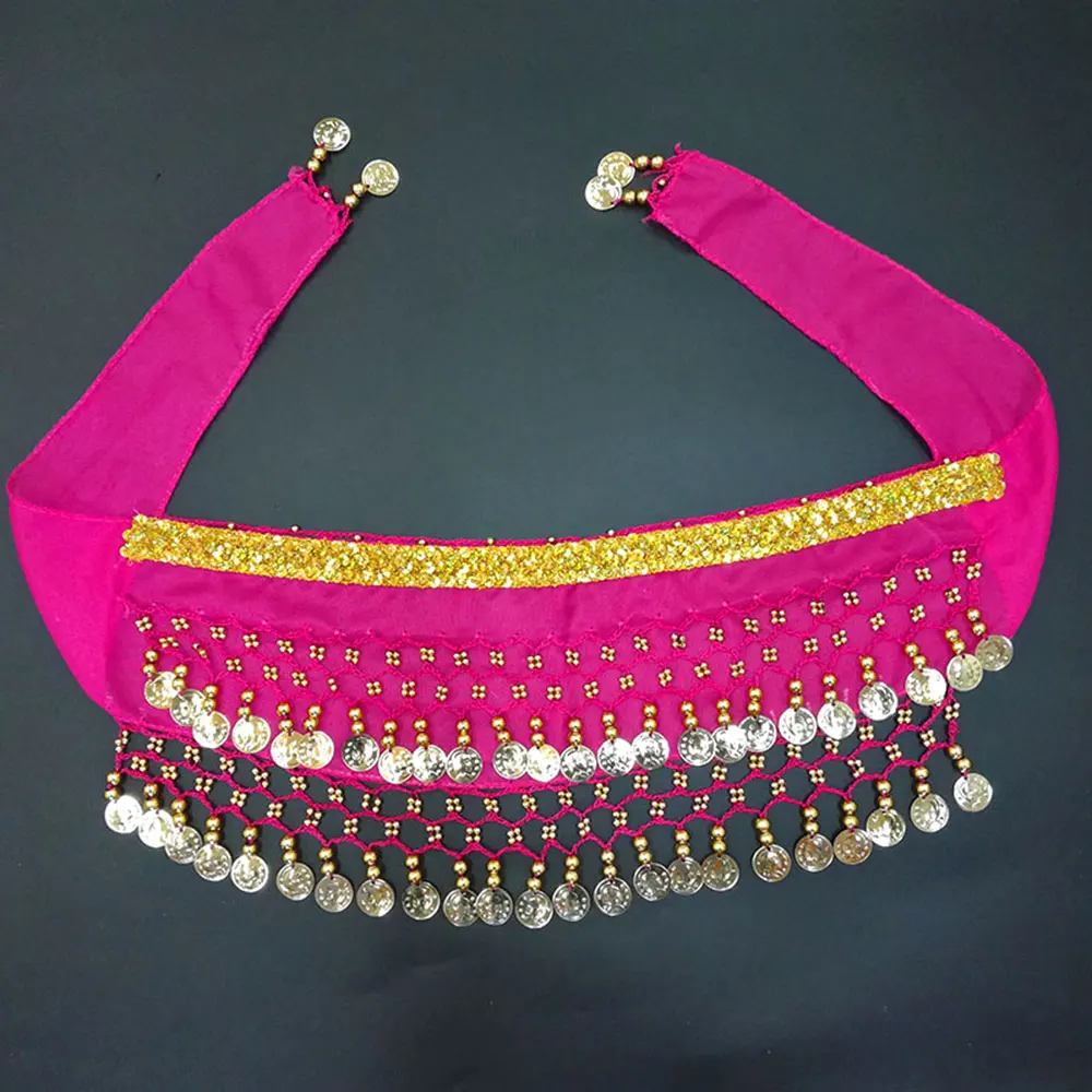 Пояс для танца живота, детская цепочка для танцоров, детский танцевальный набедренный шарф с монетами, индийское платье, аксессуары для танца живота для девочек