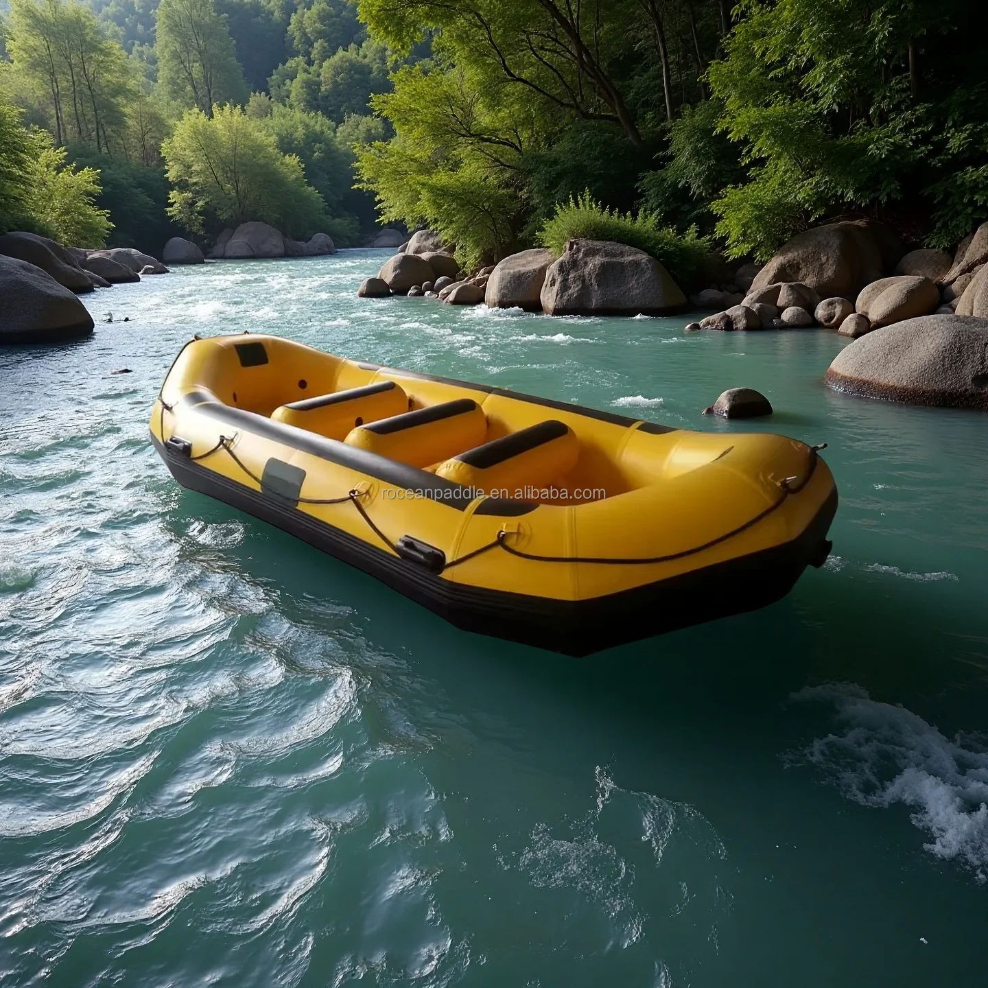 Bote Inflable para Agua Blanca, Balsa Inflable para Río de 4, 5 o 6 Personas, Balsa con Fondo de Hypalon, Bote de PVC para Navegación