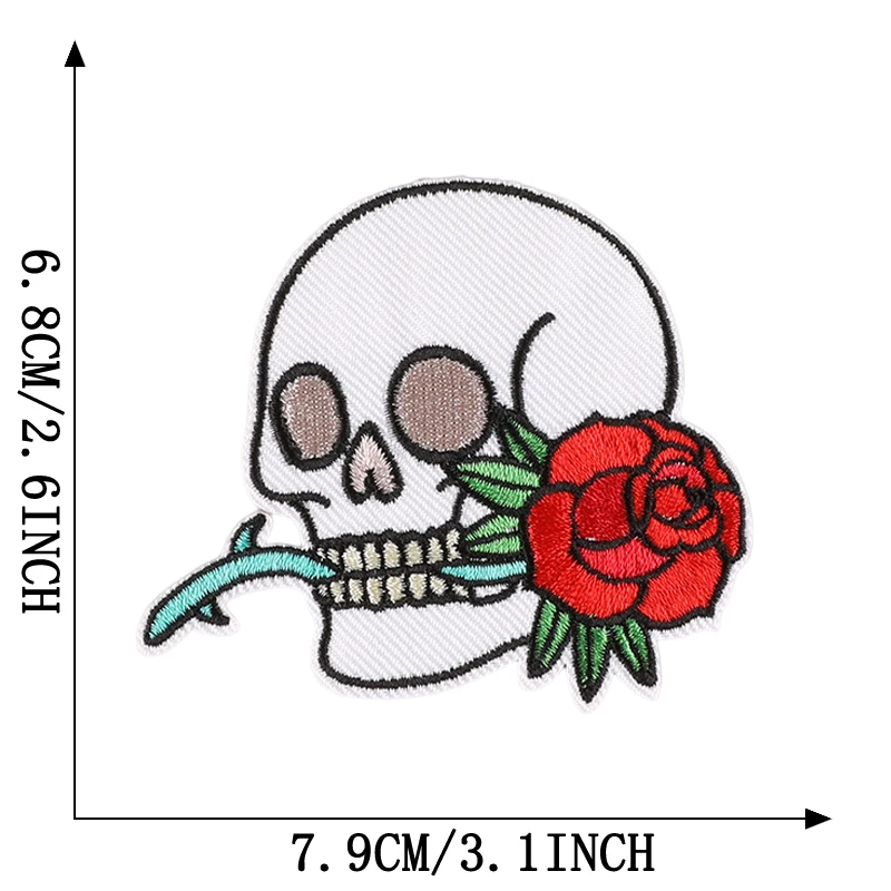 Patch Thermo collant Rock Punk Feuer Blitz Schädel für Kleidung Eisen auf Puffer Jacke Designer gestickte Nähen Abzeichen Rucksack a – Detail 8