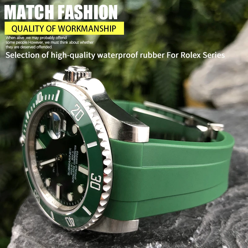 

20mm 21mm 22mm Curved End Rubber Watchband Suitable for Rolex Submariner GMT Daytona Explorer 2 Silicone Watch Strap