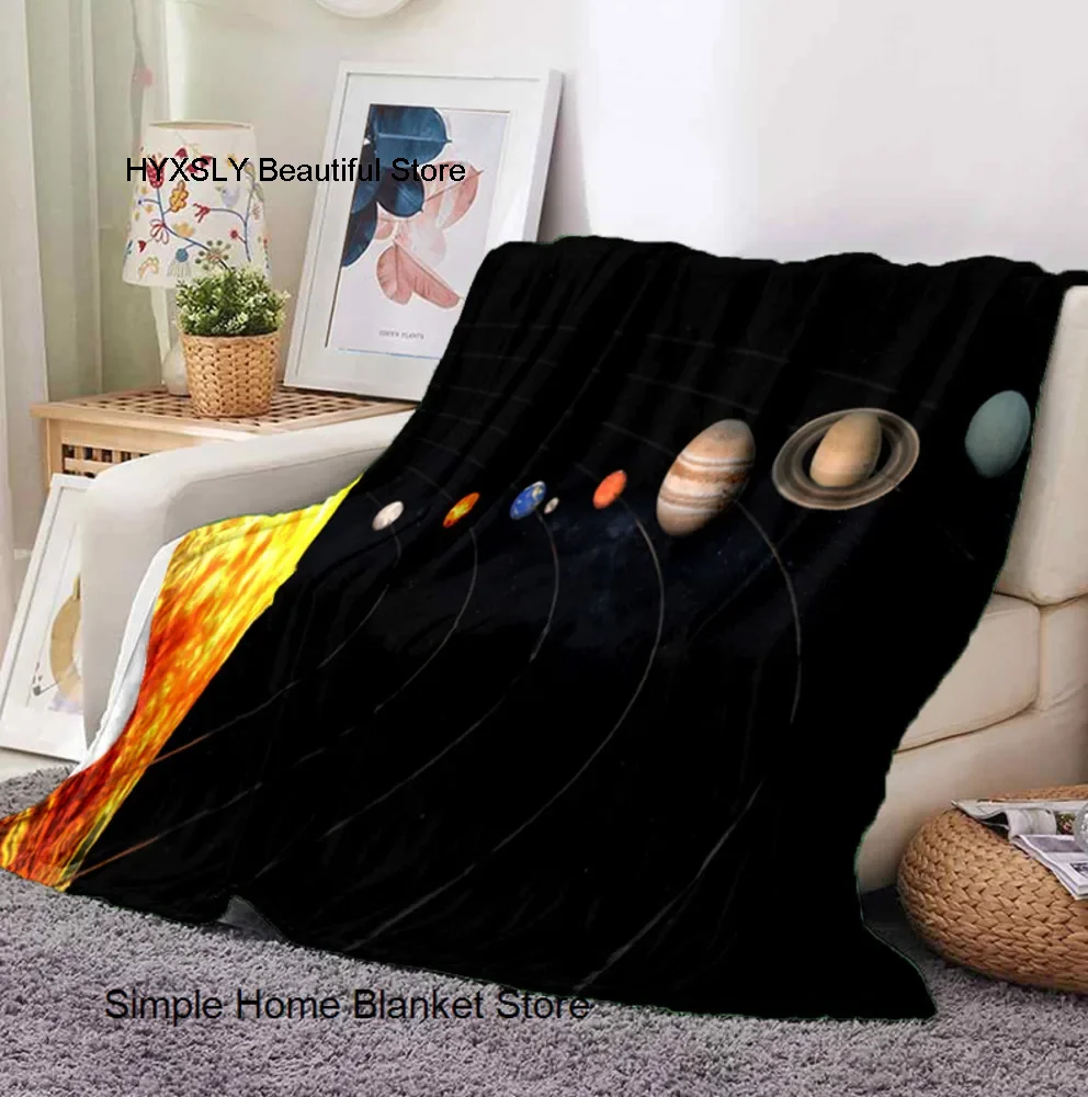 Universe Planet Digital Printed Blanket Cartoon Portable Nap Shawl Kids Gift For Bed Sofa Camping Travel Winter Flannel Blanket