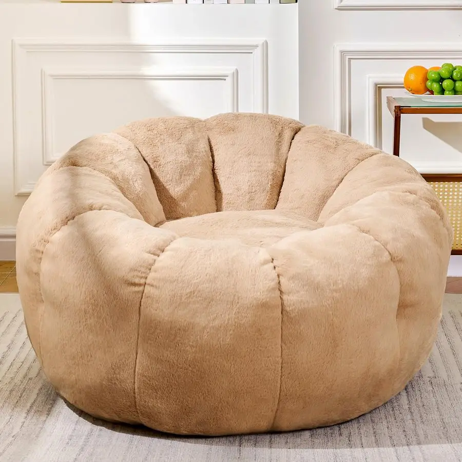 

Bean Bag Chairs for Adults, Teens Beanbag Reading Chair with Petal Arm Rest, Comfy Faux Fur Fluffy Bean Bag for Youth Living Ro
