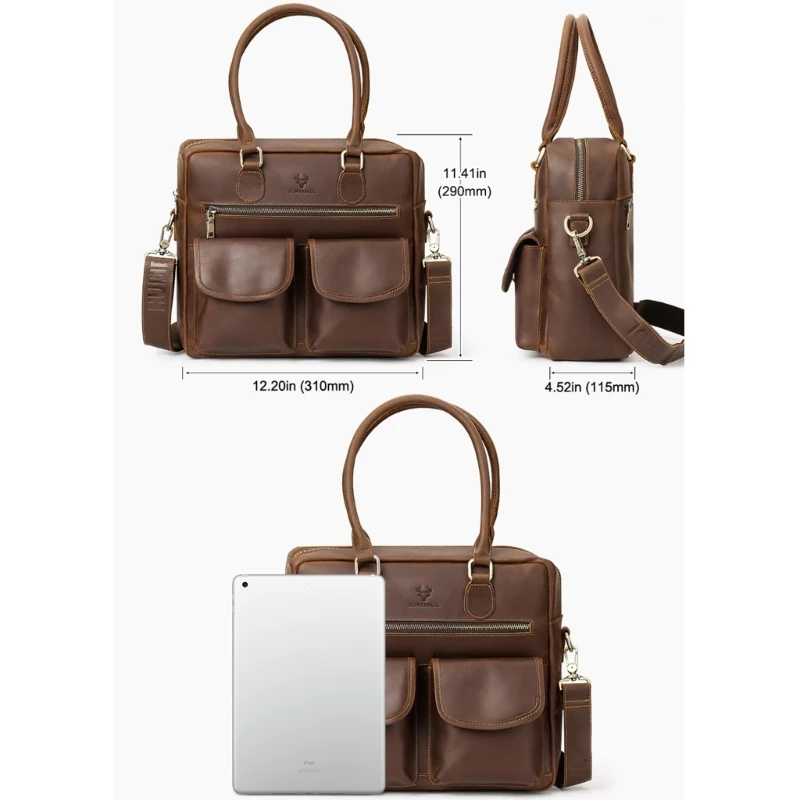 Stilvolle Handtasche Herren Messenger Große Umhängetasche für Büro und Business 517D