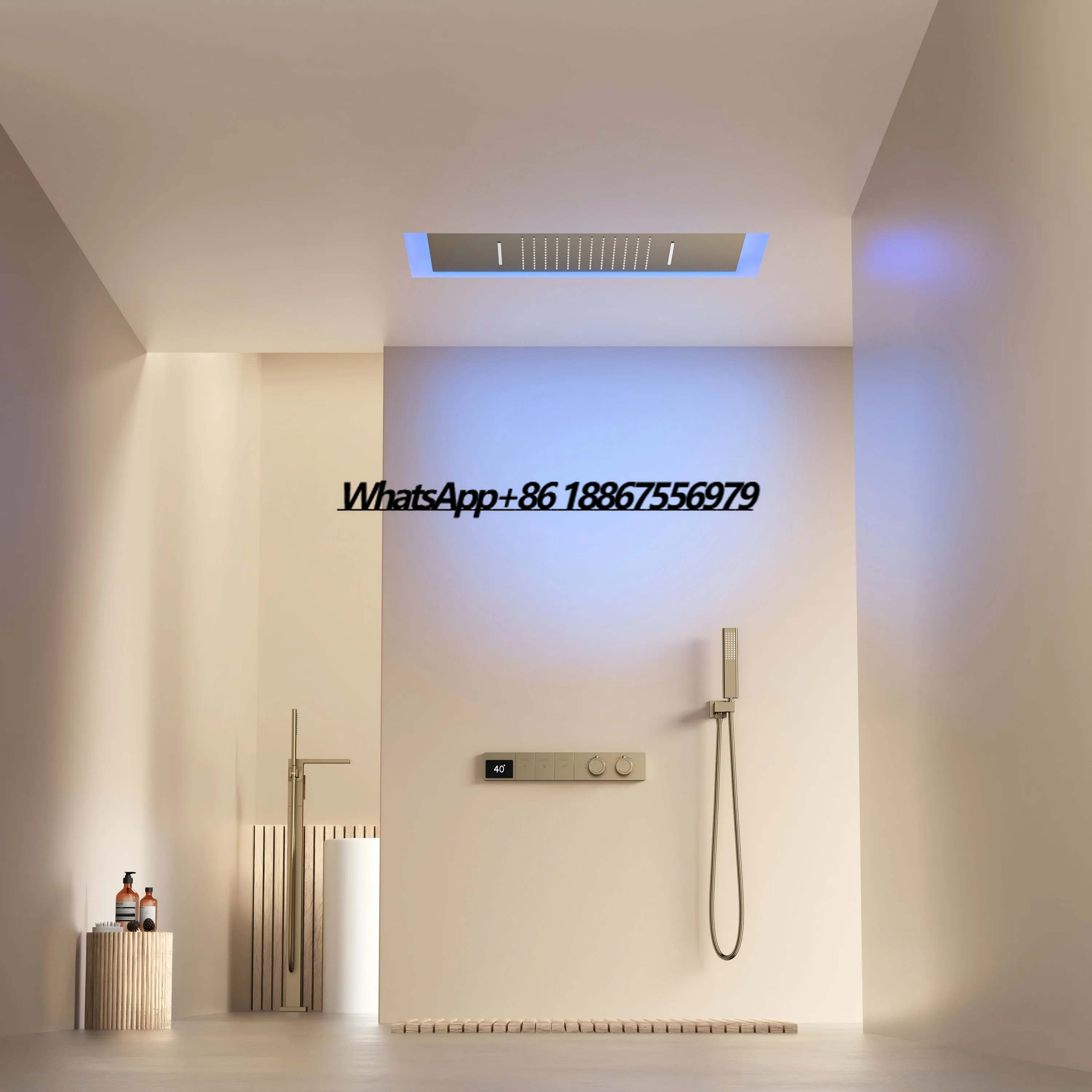 

Bathroom Rainfall Shower System Brass Brushed Gold Shower Set