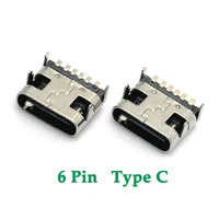 1/20 piezas conector de enchufe SMT de 6 pines Micro USB tipo C 3,1 colocación hembra SMD DIP para diseño de PCB DIY carga de alta corriente