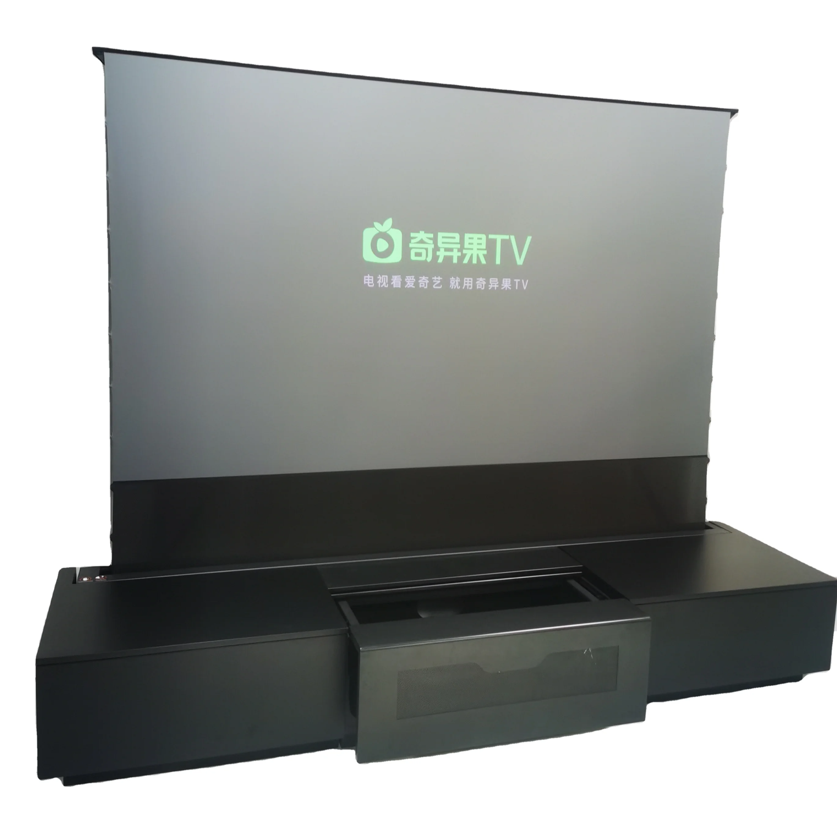 

100 Or 120 Inch CBSP Electric Floor Rising Projector Screen Integrated Cabinet Home Theater Ultra Short Throw Projector Screen