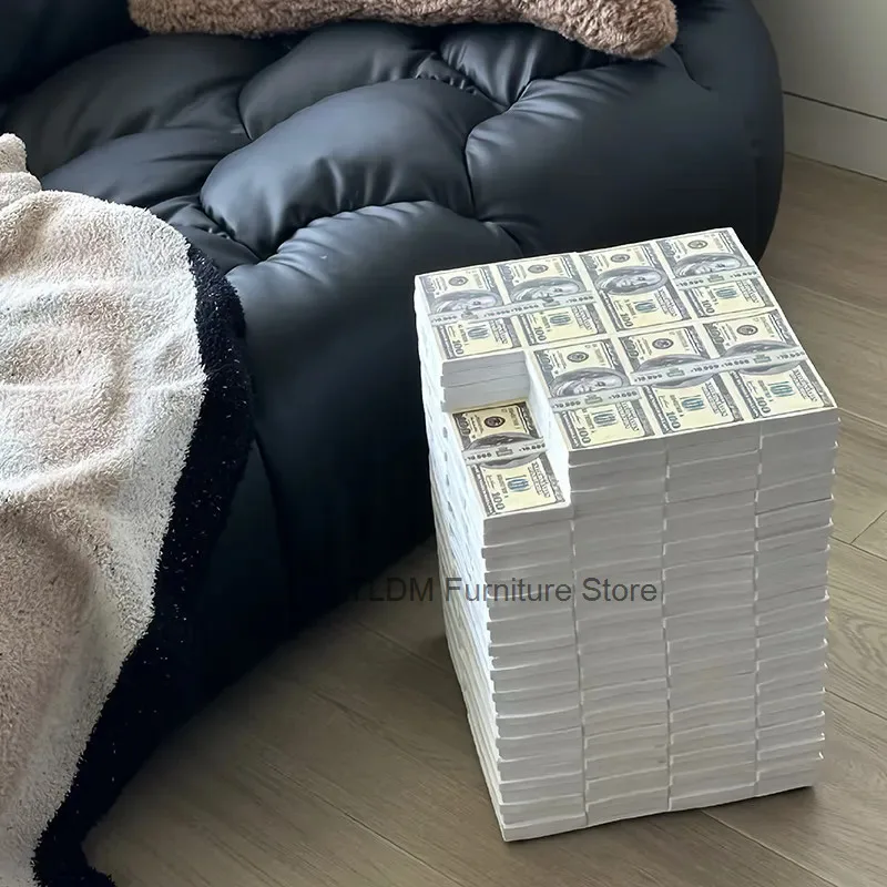 with Dollar Bench Stack Shoe Resin Stool Money for Changing Living Room Entryway, Cash Pattern, Stool for Home Decor Gift