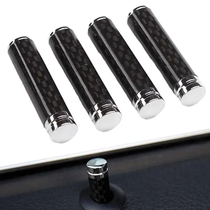 Carbon Fiber Car Door Lock Cover, Bolt Lock Pin, Pin Knob, Stick Switches, Universal, Real, Interior, Carro, 4Pcs